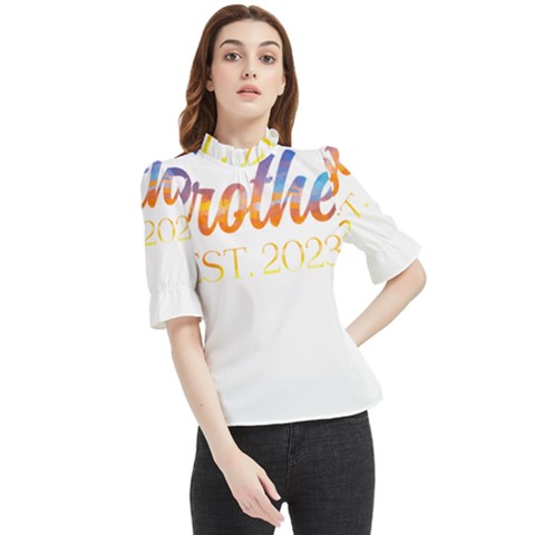 Brother To Be T- Shirt Promoted To Brother Established 2023 Sunrise Design Brother To Be 2023 T- Shi Yoga Reflexion Pose T- Shirtyoga Reflexion Pose T- Shirt Frill Neck Blouse by hizuto