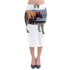 Brown Cow T- Shirt Brown Cow Painting Within A Cow Silhouette Outline T- Shirt Yoga Reflexion Pose T- Shirtyoga Reflexion Pose T- Shirt Midi Pencil Skirt by hizuto