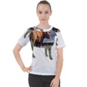 Brown Cow T- Shirt Brown Cow Painting Within A Cow Silhouette Outline T- Shirt Yoga Reflexion Pose T- Shirtyoga Reflexion Pose T- Shirt Women s Sport Raglan T-Shirt View1