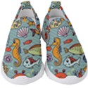 Cartoon Underwater Seamless Pattern With Crab Fish Seahorse Coral Marine Elements Kids  Slip On Sneakers View1