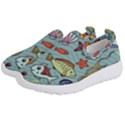 Cartoon Underwater Seamless Pattern With Crab Fish Seahorse Coral Marine Elements Kids  Slip On Sneakers View2