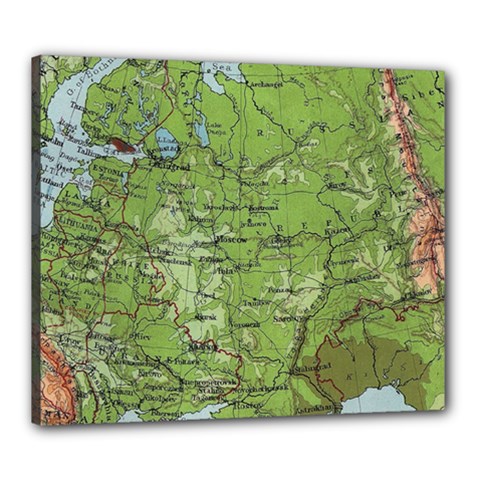 Map Earth World Russia Europe Canvas 24  X 20  (stretched) by Bangk1t