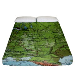 Map Earth World Russia Europe Fitted Sheet (california King Size) by Bangk1t