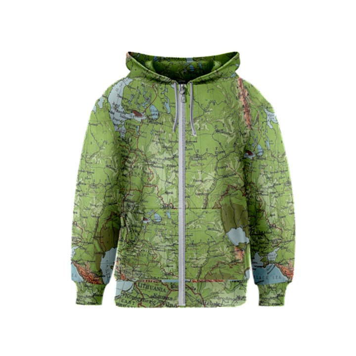 Map Earth World Russia Europe Kids  Zipper Hoodie