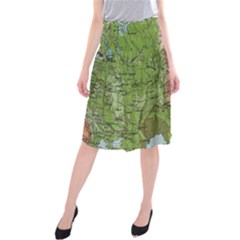 Map Earth World Russia Europe Midi Beach Skirt by Bangk1t