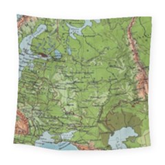 Map Earth World Russia Europe Square Tapestry (large)