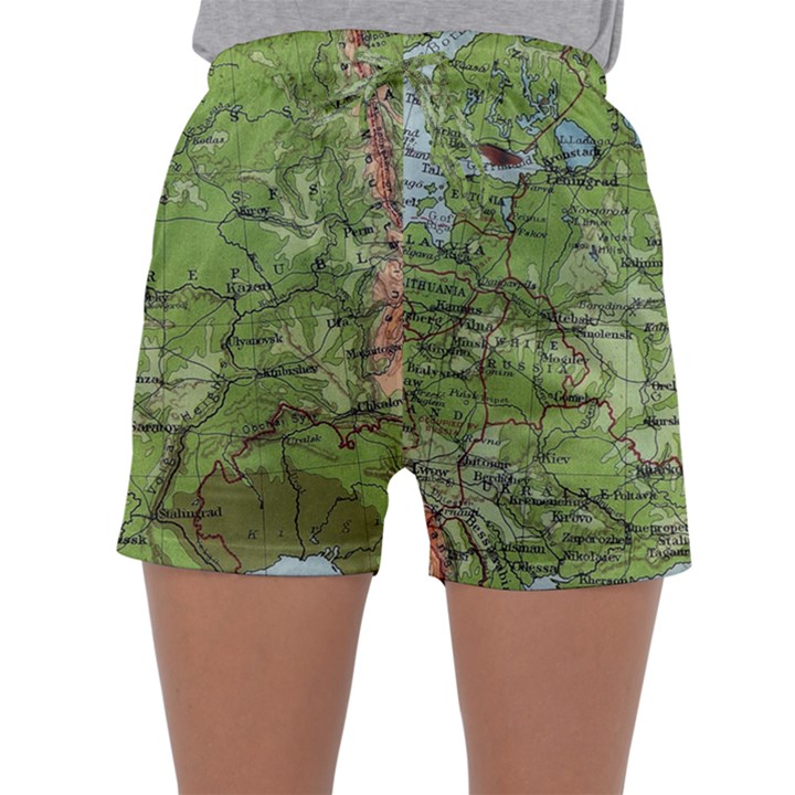 Map Earth World Russia Europe Sleepwear Shorts