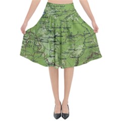 Map Earth World Russia Europe Flared Midi Skirt by Bangk1t