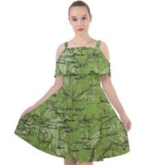 Map Earth World Russia Europe Cut Out Shoulders Chiffon Dress by Bangk1t