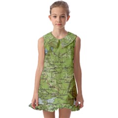 Map Earth World Russia Europe Kids  Pilgrim Collar Ruffle Hem Dress by Bangk1t