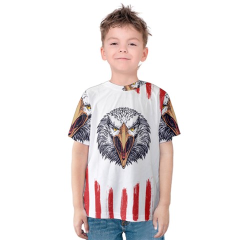 Usa Soccer T- Shirt U S A Patriotic American Flag Soccer Ball Football T- Shirt (1) Kids  Cotton T-shirt by ZUXUMI