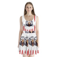 Usa Soccer T- Shirt U S A Patriotic American Flag Soccer Ball Football T- Shirt (1) Split Back Mini Dress  by ZUXUMI