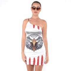 Usa Soccer T- Shirt U S A Patriotic American Flag Soccer Ball Football T- Shirt (1) One Shoulder Ring Trim Bodycon Dress by ZUXUMI