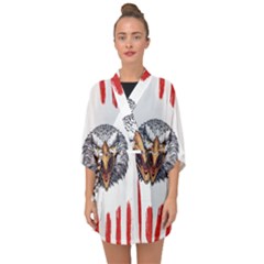 Usa Soccer T- Shirt U S A Patriotic American Flag Soccer Ball Football T- Shirt (1) Half Sleeve Chiffon Kimono by ZUXUMI