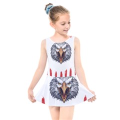 Usa Soccer T- Shirt U S A Patriotic American Flag Soccer Ball Football T- Shirt (1) Kids  Skater Dress Swimsuit by ZUXUMI