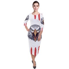 Usa Soccer T- Shirt U S A Patriotic American Flag Soccer Ball Football T- Shirt (1) Quarter Sleeve Midi Velour Bodycon Dress by ZUXUMI