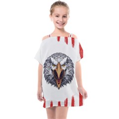 Usa Soccer T- Shirt U S A Patriotic American Flag Soccer Ball Football T- Shirt (1) Kids  One Piece Chiffon Dress by ZUXUMI