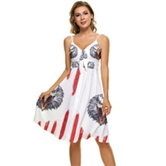 Usa Soccer T- Shirt U S A Patriotic American Flag Soccer Ball Football T- Shirt (1) Sleeveless Tie Front Chiffon Dress