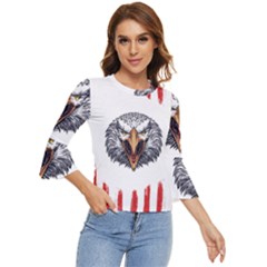 Usa Soccer T- Shirt U S A Patriotic American Flag Soccer Ball Football T- Shirt (1) Bell Sleeve Top