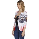 Usa Soccer T- Shirt U S A Patriotic American Flag Soccer Ball Football T- Shirt (1) Women s One-Button 3/4 Sleeve Short Jacket View2