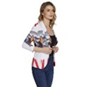 Usa Soccer T- Shirt U S A Patriotic American Flag Soccer Ball Football T- Shirt (1) Women s One-Button 3/4 Sleeve Short Jacket View3