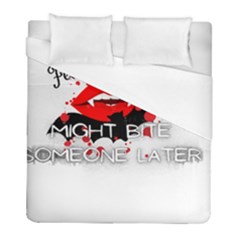 Vampire T- Shirt Feeling Cute Might Bite Someone Later T- Shirt Duvet Cover (full/ Double Size) by ZUXUMI