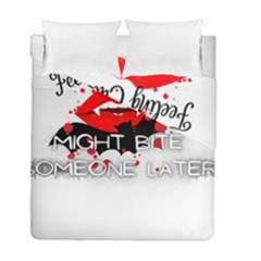 Vampire T- Shirt Feeling Cute Might Bite Someone Later T- Shirt Duvet Cover Double Side (full/ Double Size) by ZUXUMI