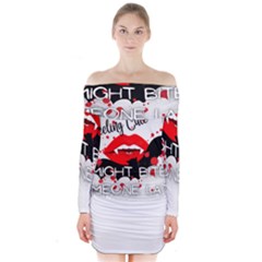 Vampire T- Shirt Feeling Cute Might Bite Someone Later T- Shirt Long Sleeve Off Shoulder Dress by ZUXUMI