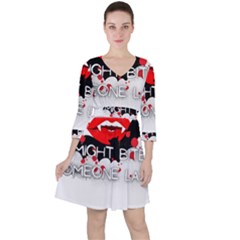 Vampire T- Shirt Feeling Cute Might Bite Someone Later T- Shirt Quarter Sleeve Ruffle Waist Dress by ZUXUMI