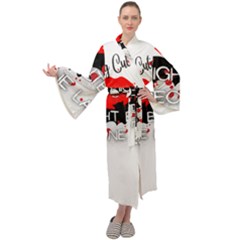 Vampire T- Shirt Feeling Cute Might Bite Someone Later T- Shirt Maxi Velvet Kimono by ZUXUMI