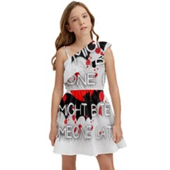 Vampire T- Shirt Feeling Cute Might Bite Someone Later T- Shirt Kids  One Shoulder Party Dress by ZUXUMI