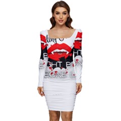 Vampire T- Shirt Feeling Cute Might Bite Someone Later T- Shirt Women Long Sleeve Ruched Stretch Jersey Dress by ZUXUMI