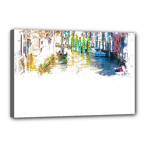 Venice T- Shirt Venice Voyage Art Digital Painting Watercolor Discovery T- Shirt (1) Canvas 18  X 12  (stretched)