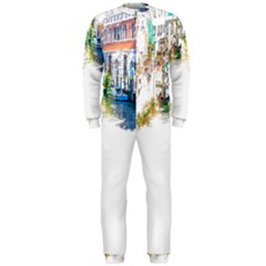 Venice T- Shirt Venice Voyage Art Digital Painting Watercolor Discovery T- Shirt (1) Onepiece Jumpsuit (men) by ZUXUMI