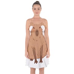 Capybara Art T- Shirt Cute Capybara Art T- Shirt Yoga Reflexion Pose T- Shirtyoga Reflexion Pose T- Shirt Ruffle Detail Chiffon Dress by hizuto