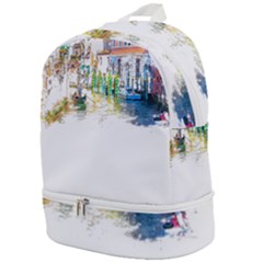 Venice T- Shirt Venice Voyage Art Digital Painting Watercolor Discovery T- Shirt (1) Zip Bottom Backpack by ZUXUMI