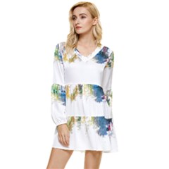 Venice T- Shirt Venice Voyage Art Digital Painting Watercolor Discovery T- Shirt (1) Tiered Long Sleeve Mini Dress by ZUXUMI