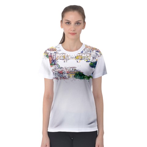 Venice T- Shirt Venice Voyage Art Digital Painting Watercolor Discovery T- Shirt (2) Women s Sport Mesh T-shirt by ZUXUMI