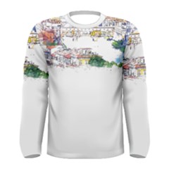 Venice T- Shirt Venice Voyage Art Digital Painting Watercolor Discovery T- Shirt (2) Men s Long Sleeve T-shirt by ZUXUMI