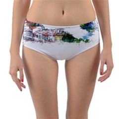 Venice T- Shirt Venice Voyage Art Digital Painting Watercolor Discovery T- Shirt (2) Reversible Mid-waist Bikini Bottoms by ZUXUMI