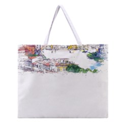 Venice T- Shirt Venice Voyage Art Digital Painting Watercolor Discovery T- Shirt (2) Zipper Large Tote Bag by ZUXUMI