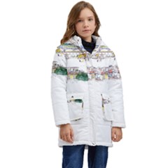 Venice T- Shirt Venice Voyage Art Digital Painting Watercolor Discovery T- Shirt (2) Kids  Hooded Longline Puffer Jacket by ZUXUMI