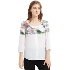 Venice T- Shirt Venice Voyage Art Digital Painting Watercolor Discovery T- Shirt (2) Chiffon Quarter Sleeve Blouse by ZUXUMI