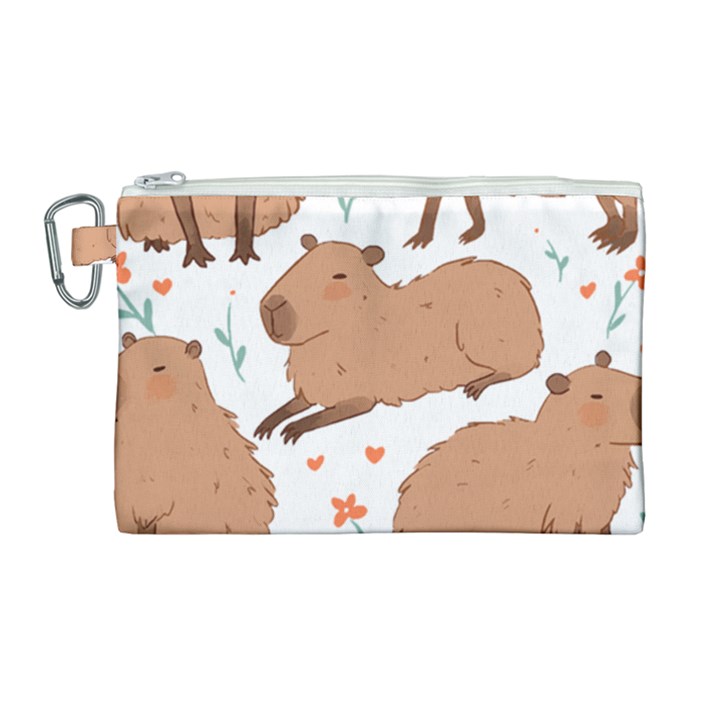 Capybara Art T- Shirt Cute Capybaras Illustration T- Shirt Yoga Reflexion Pose T- Shirtyoga Reflexion Pose T- Shirt Canvas Cosmetic Bag (Large)