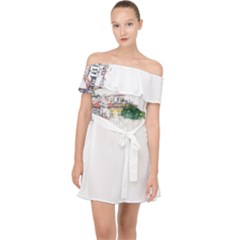 Venice T- Shirt Venice Voyage Art Digital Painting Watercolor Discovery T- Shirt (2) Off Shoulder Chiffon Dress by ZUXUMI