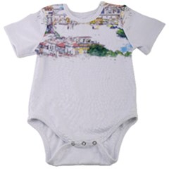 Venice T- Shirt Venice Voyage Art Digital Painting Watercolor Discovery T- Shirt (2) Baby Short Sleeve Bodysuit by ZUXUMI