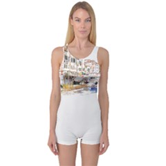 Venice T- Shirt Venice Voyage Art Digital Painting Watercolor Discovery T- Shirt (3) One Piece Boyleg Swimsuit by ZUXUMI