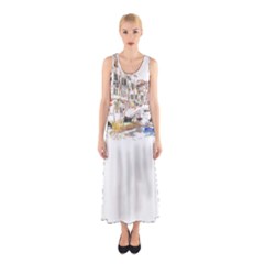 Venice T- Shirt Venice Voyage Art Digital Painting Watercolor Discovery T- Shirt (3) Sleeveless Maxi Dress