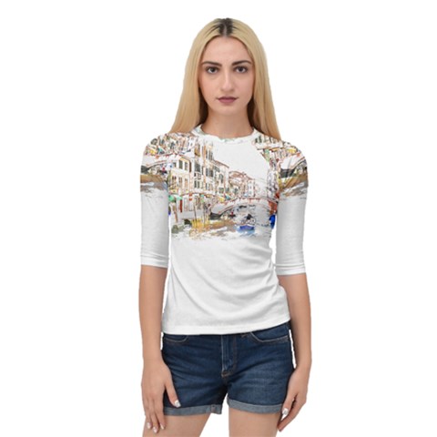 Venice T- Shirt Venice Voyage Art Digital Painting Watercolor Discovery T- Shirt (3) Quarter Sleeve Raglan T-shirt by ZUXUMI