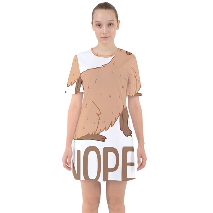 Capybara Art T- Shirt Cute Sad Capybara - Nope T- Shirt Yoga Reflexion Pose T- Shirtyoga Reflexion Pose T- Shirt Sixties Short Sleeve Mini Dress